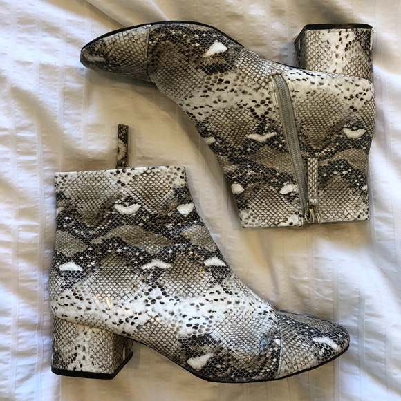 snakeskin bootie